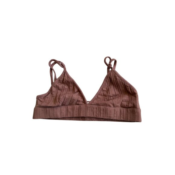 JONATHAN SIMKHAI Standard Brown Ribbed Bralette Bra Size Medium - Picture 5 of 5